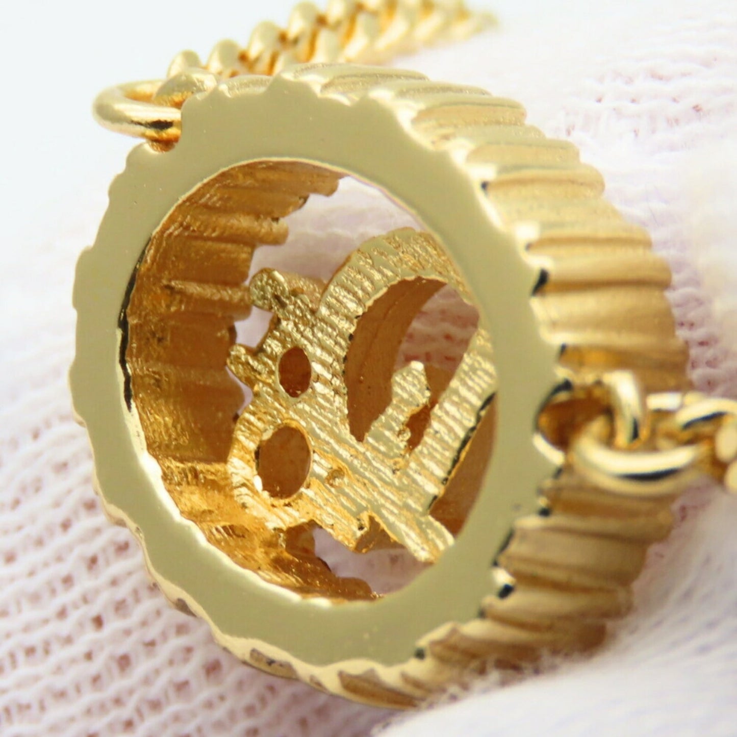 Christian Dior Necklace, Metal, Rhinestone, Gold Plated, GP, Women's,