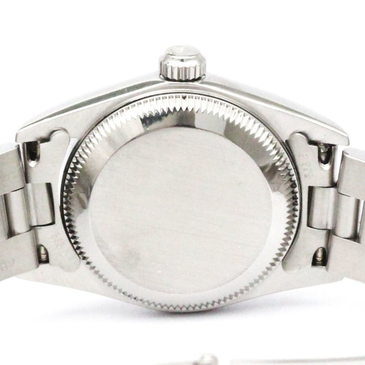 ROLEX Oyster Perpetual 76094 K Serial White Gold Steel Watch Polished
