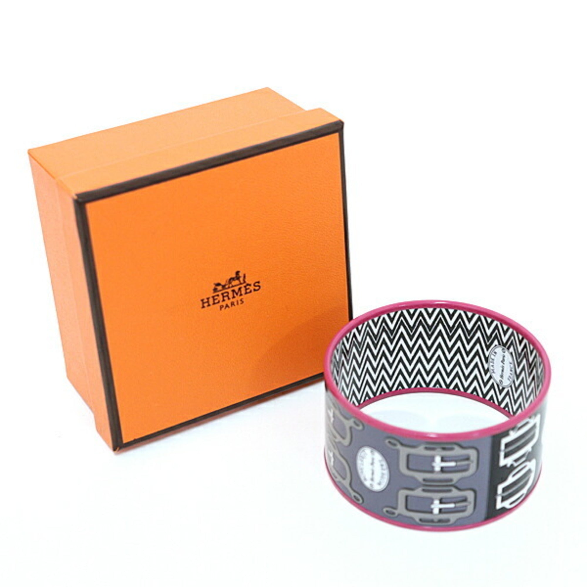 Hermes enamel BOUCLERIE MODERNE modern buckle bracelet extra large S F-04669 — Like New