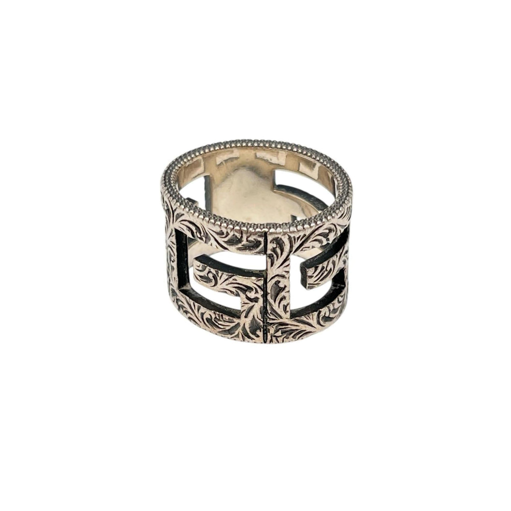Gucci Square G Arabesque Ring in Sterling Silver for Men