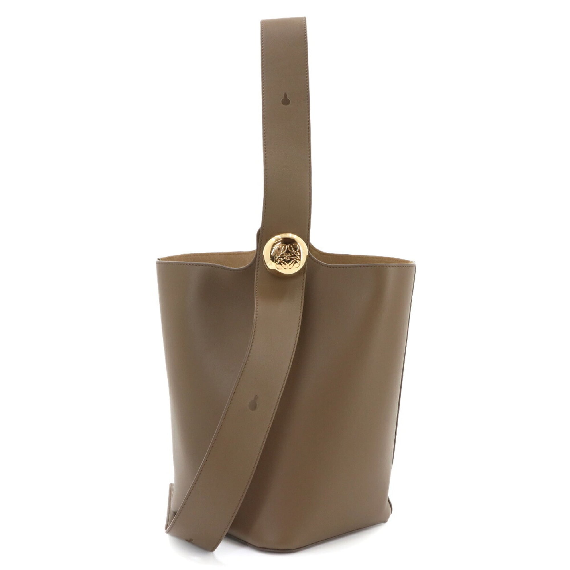 Loewe Pebble Bucket Bag Medium Shoulder Handbag Leather Brown AANBBBMX01 Gold Hardware — Like New