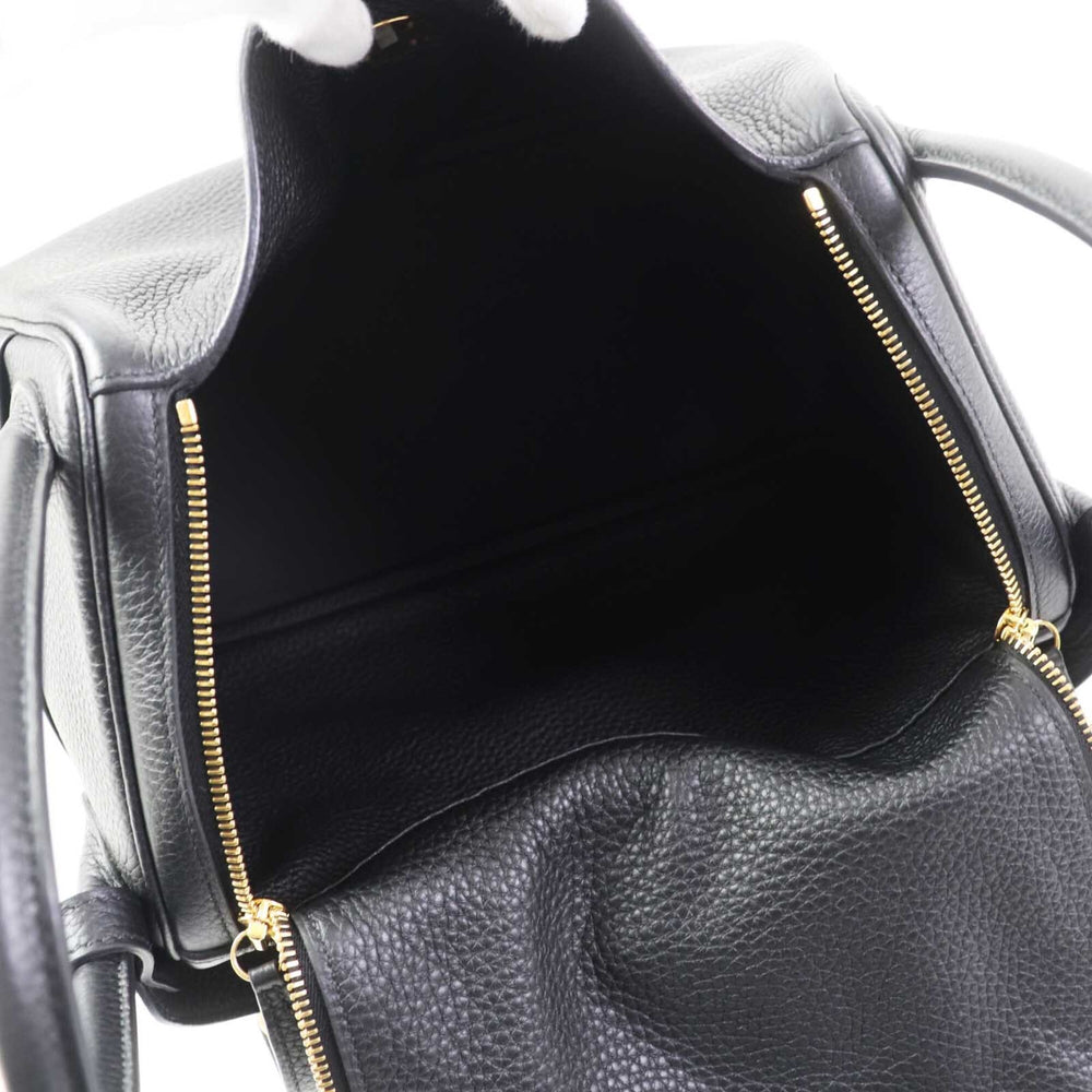 HERMES Lindy 30 Gold Hardware Taurillon Clemence Shoulder Bag Black B Stamp Comes with Dust Made in France Women's — Like New