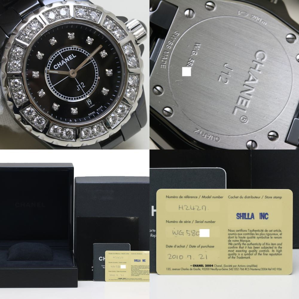 CHANEL J12 Bezel Diamond H2427 Black Ceramic x Stainless Steel Ladies 39763 Watch — Good