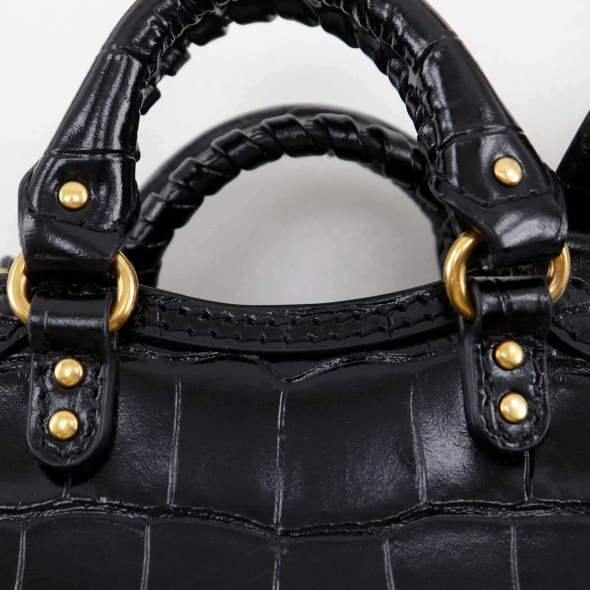 Balenciaga Neo Classic Nano Shoulder Bag/Pochette, 2-Way, Embossed Leather, Black, Double-Way, Women's — Like New