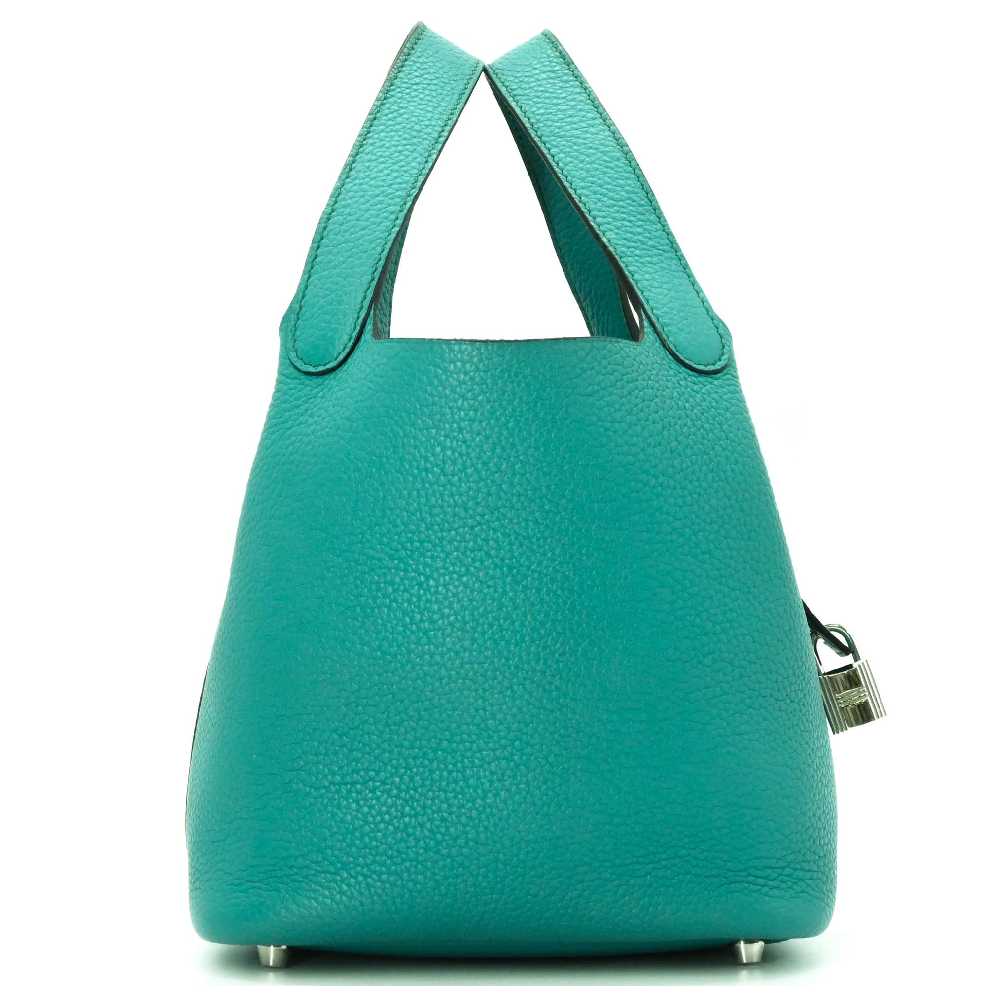 HERMES Picotin Lock PM handbag, Taurillon Clemence leather, Malachite Green — Like New