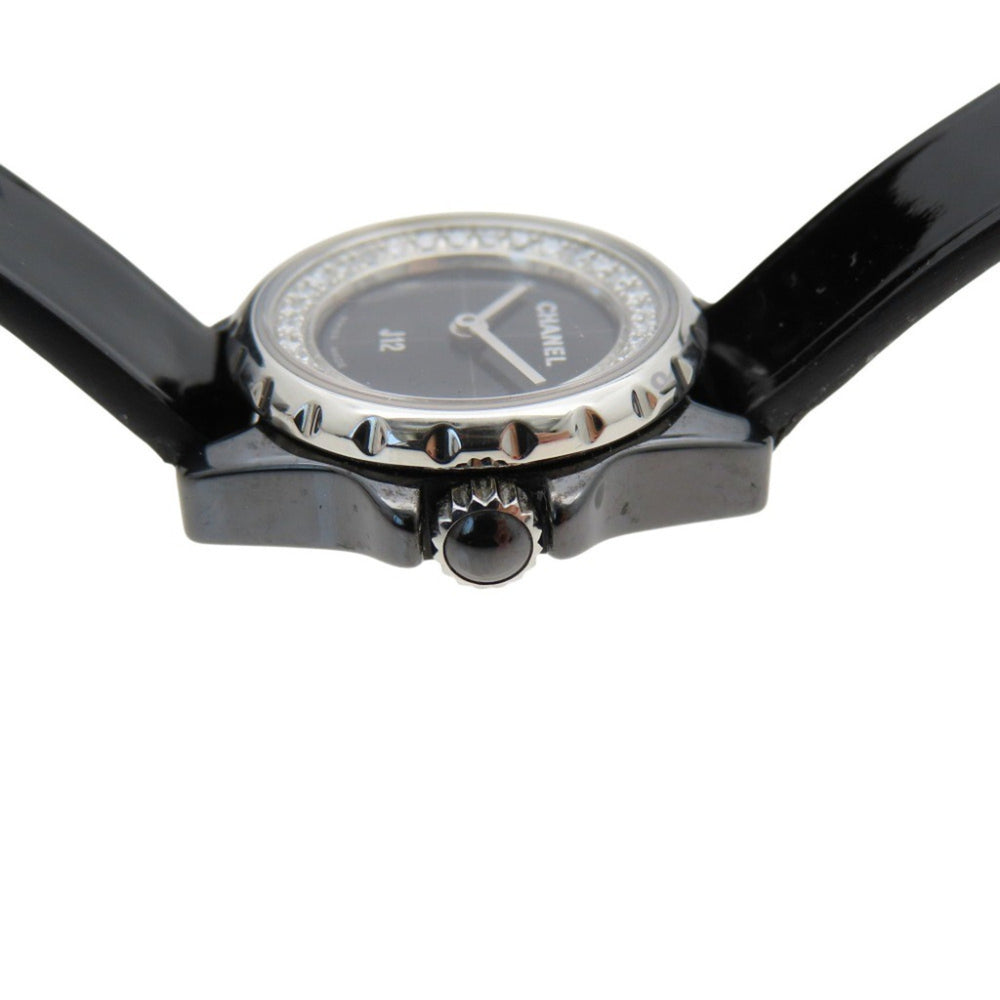 CHANEL J12 Diamond Bezel with Glove, Limited Edition H4663 Quartz Watch, Ceramic, Diamond, Patent Leather, Stainless Steel, Black Dial, 0199CHANEL Women's — Good