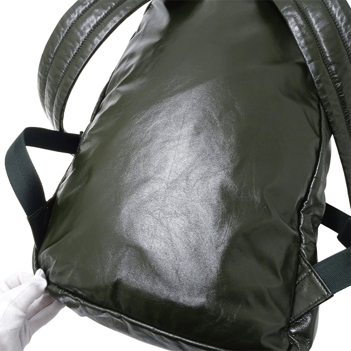 Bottega Veneta Men's Designer Backpack in Dark Green Lambskin