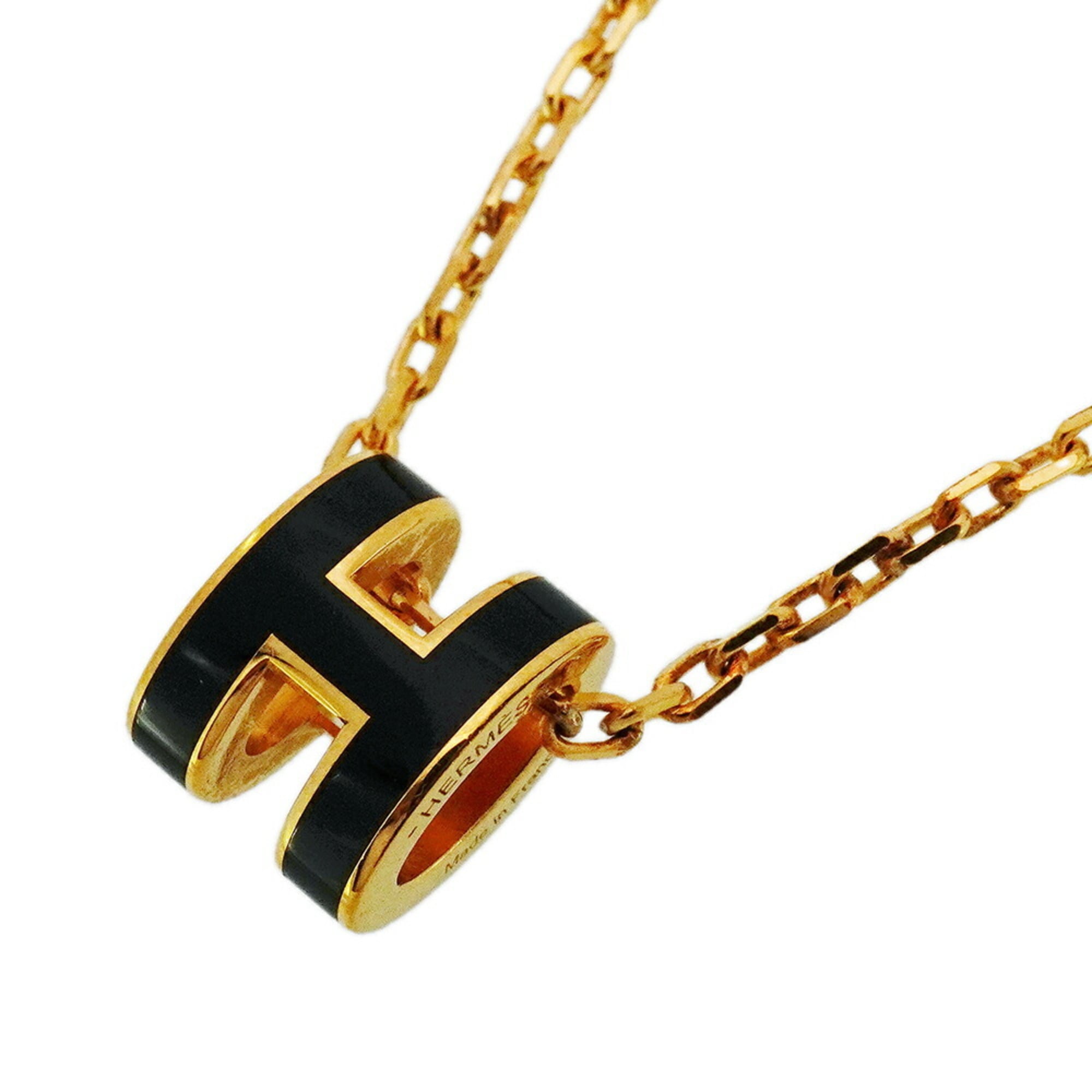 Hermes Hermès Mini Pop Ash Necklace in GP-Plated Gold and Black for Women