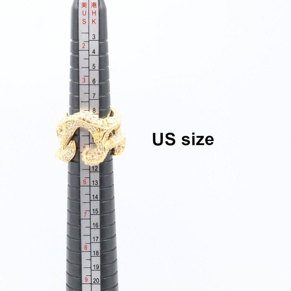 Bottega Veneta CZ Sterling Silver Ring - Women's Ring/Finger 925 Gold Tone — Like New