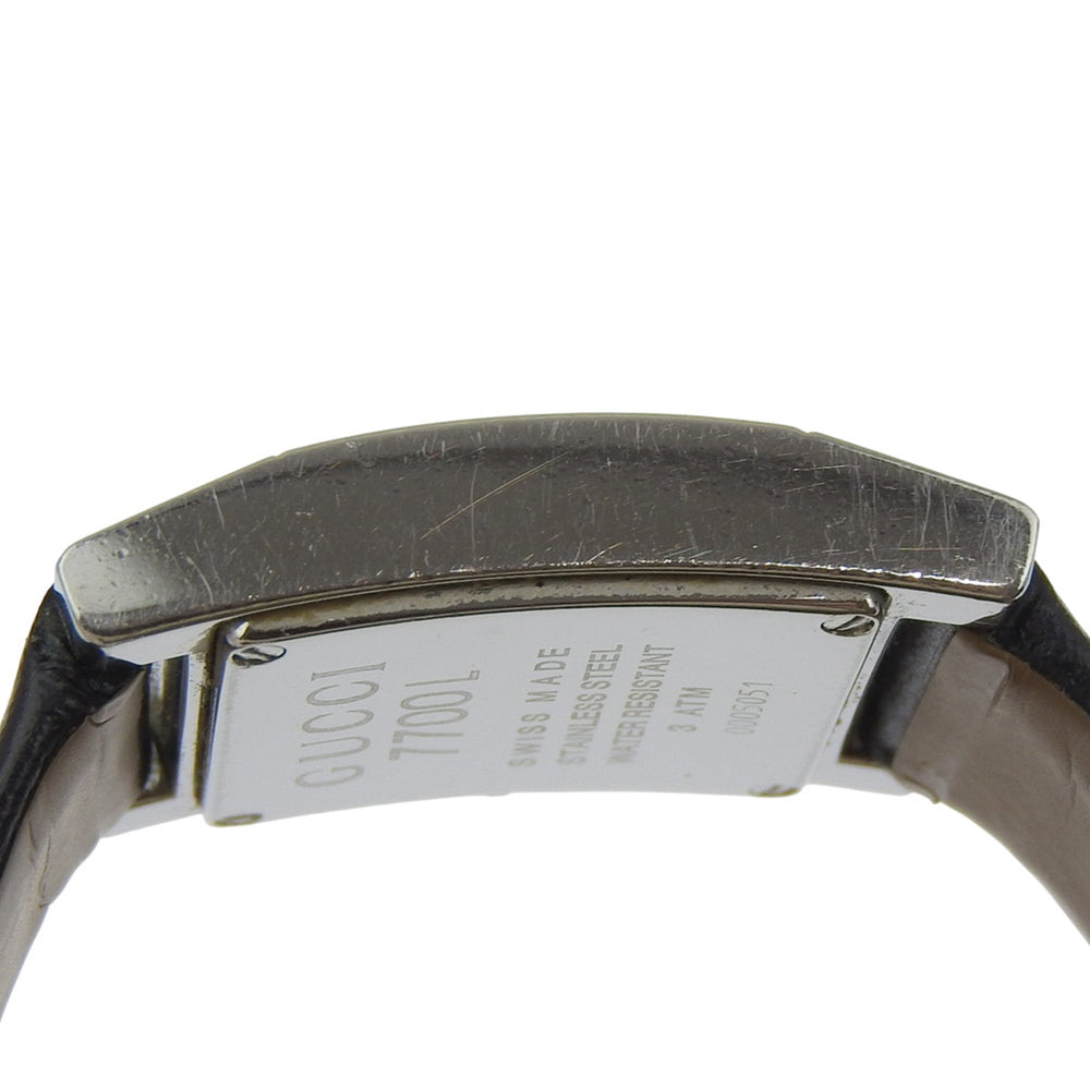 Gucci GUCCI watch 7700L stainless steel x leather quartz analog black dial women's — Good