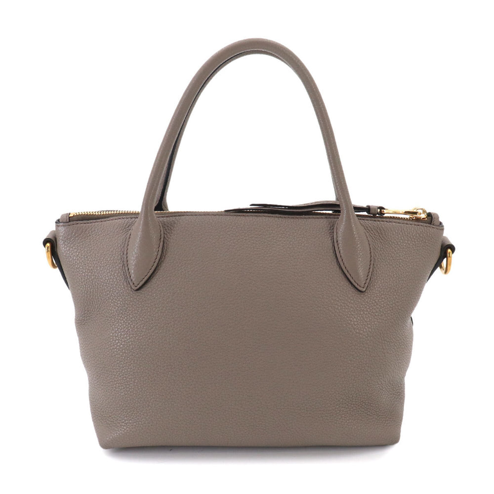Prada 2-way Hand/Shoulder Handbag, Leather, Gray, 1BA111, Gold Hardware — Like New