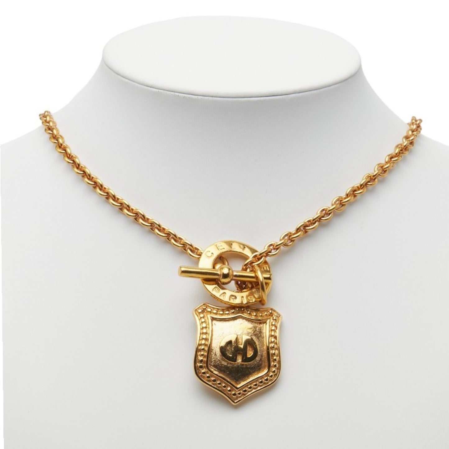 Celine logo necklace, gold plated, for women.