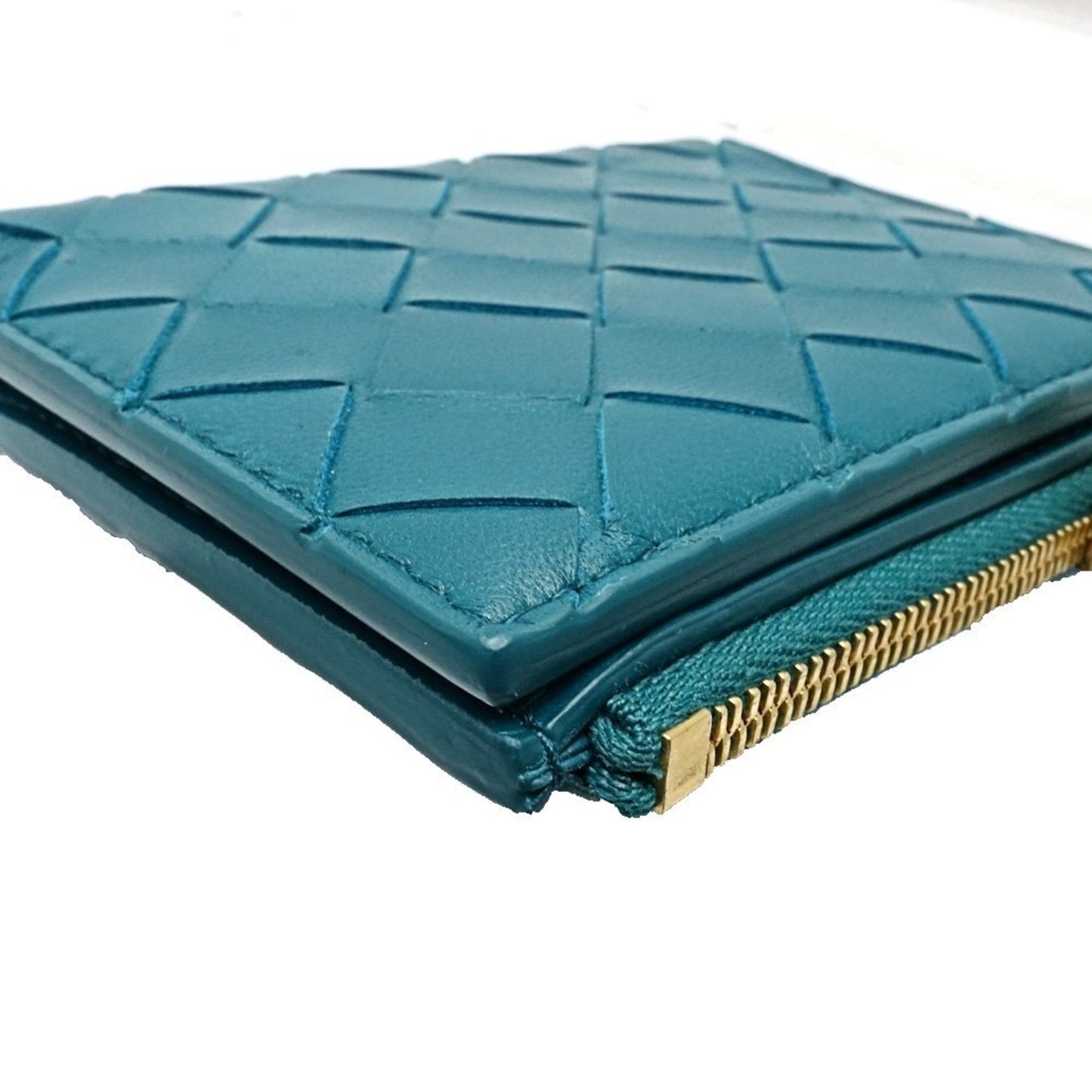 BOTTEGA VENETA Women's Intrecciato Lambskin Turquoise Bifold Wallet 188608