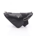 Prada Triangle Shoulder Bag, Leather, Women's, Black, 2VH155