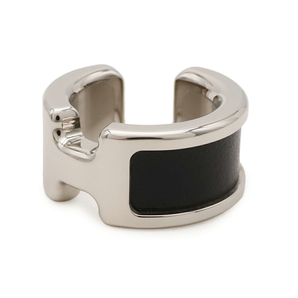 HERMES Olympe PM Ear Cuff Hook Clip Metal Box Calf Leather Silver Black — New - Store Return