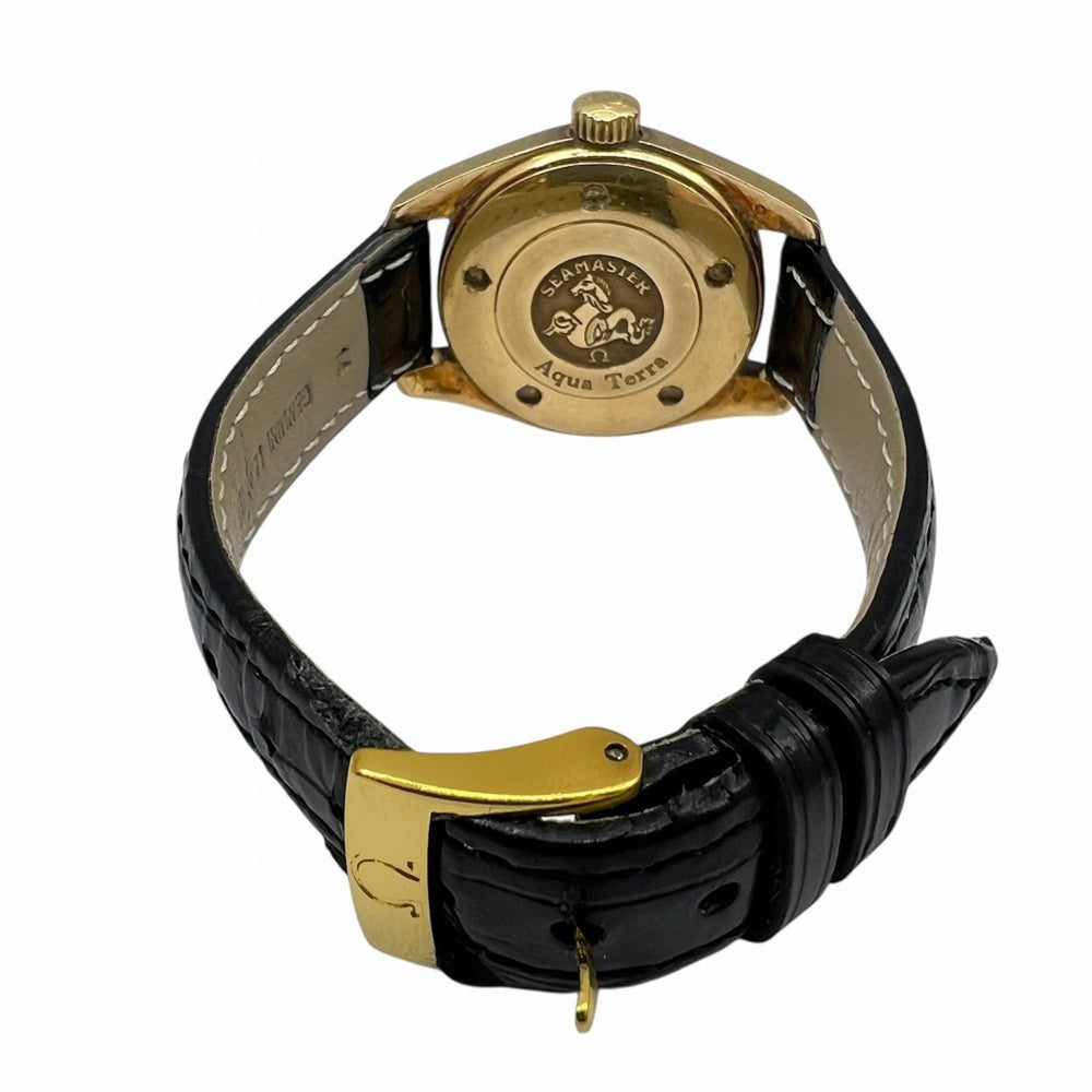 OMEGA Seamaster Aqua Terra 150m K18YG Black Dial Quartz Watch 2677.50.32 Leather Strap for Men and Women — Very Good