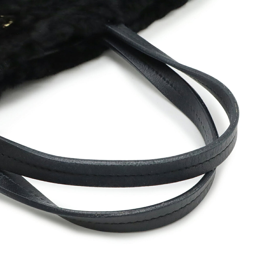 Salvatore Ferragamo Gancini handbag tote bag in black with fur FJ-21 D415