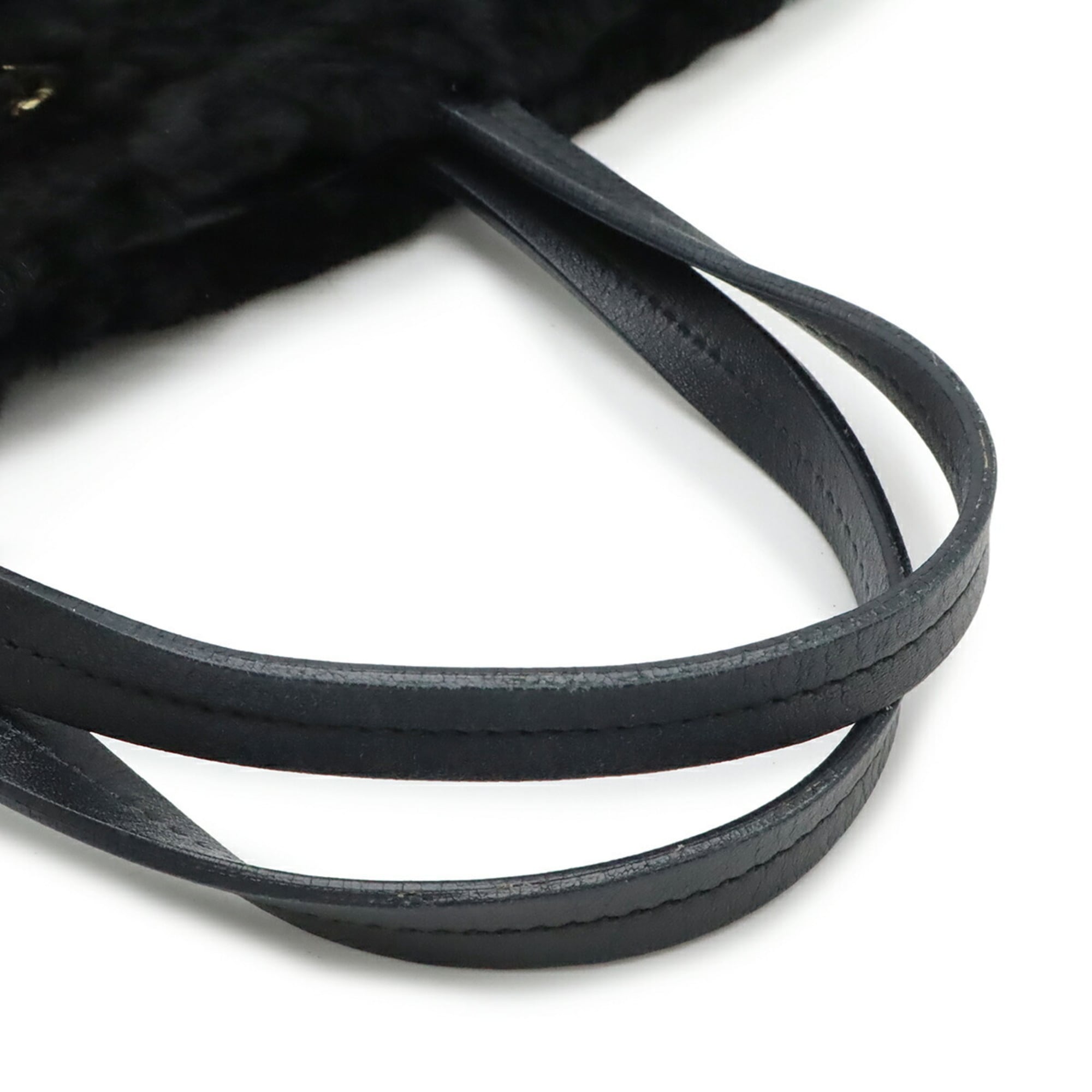 Salvatore Ferragamo Gancini handbag tote bag in black with fur FJ-21 D415