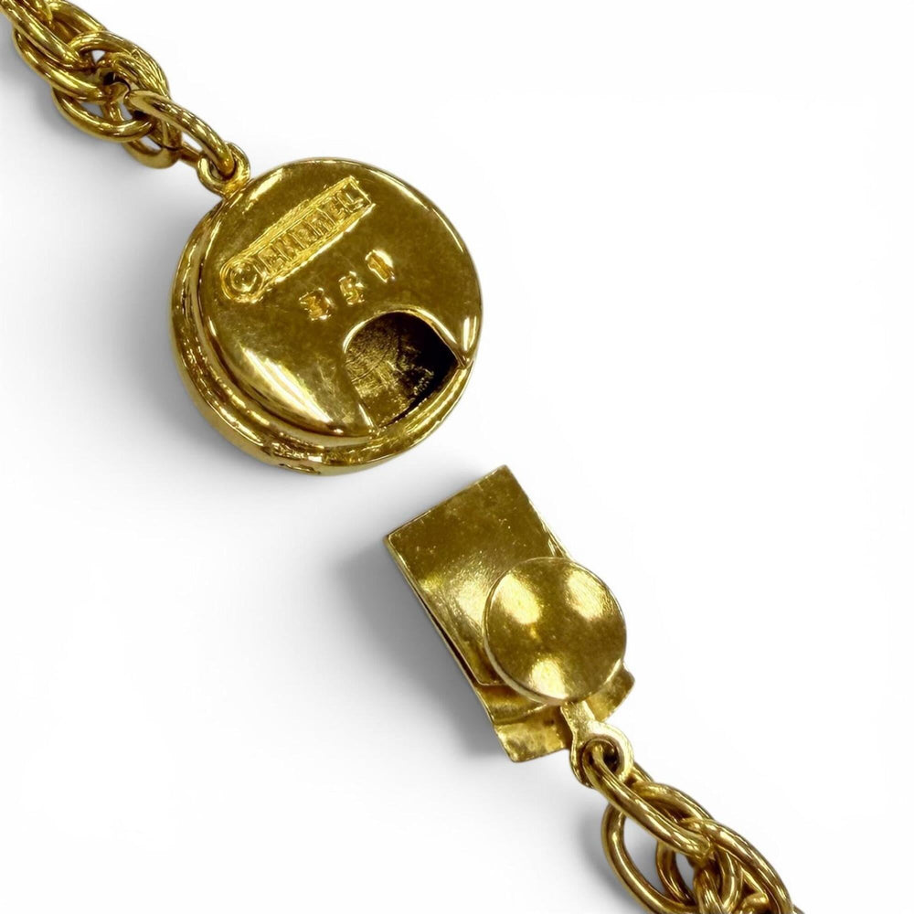 CHANEL Vintage Metal Coco Mark Twist Chain Necklace, Gold, Women's Accessory, with Box — Like New