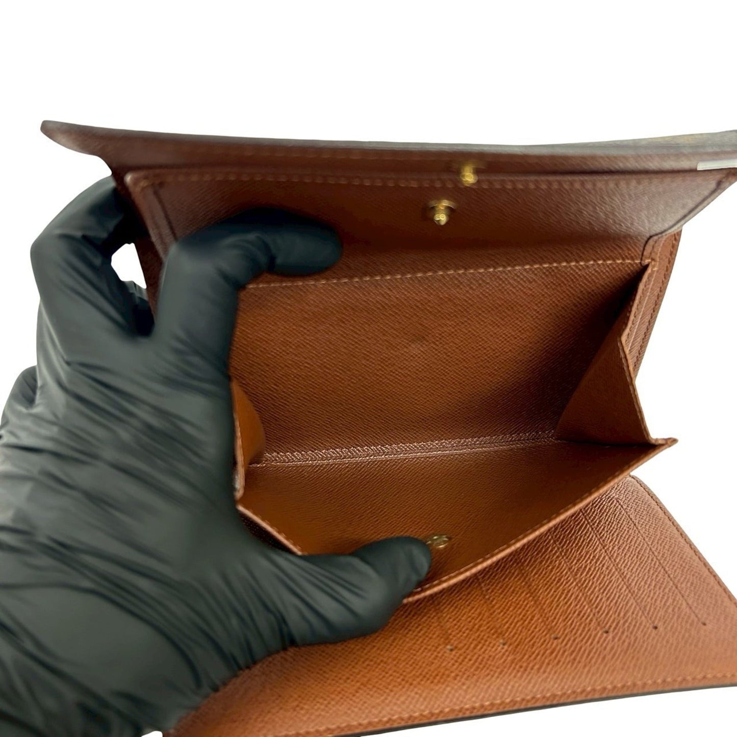 LOUIS VUITTON Porte Tresor Etui Papier Monogram Leather Tri-fold Wallet, Brown, 43625