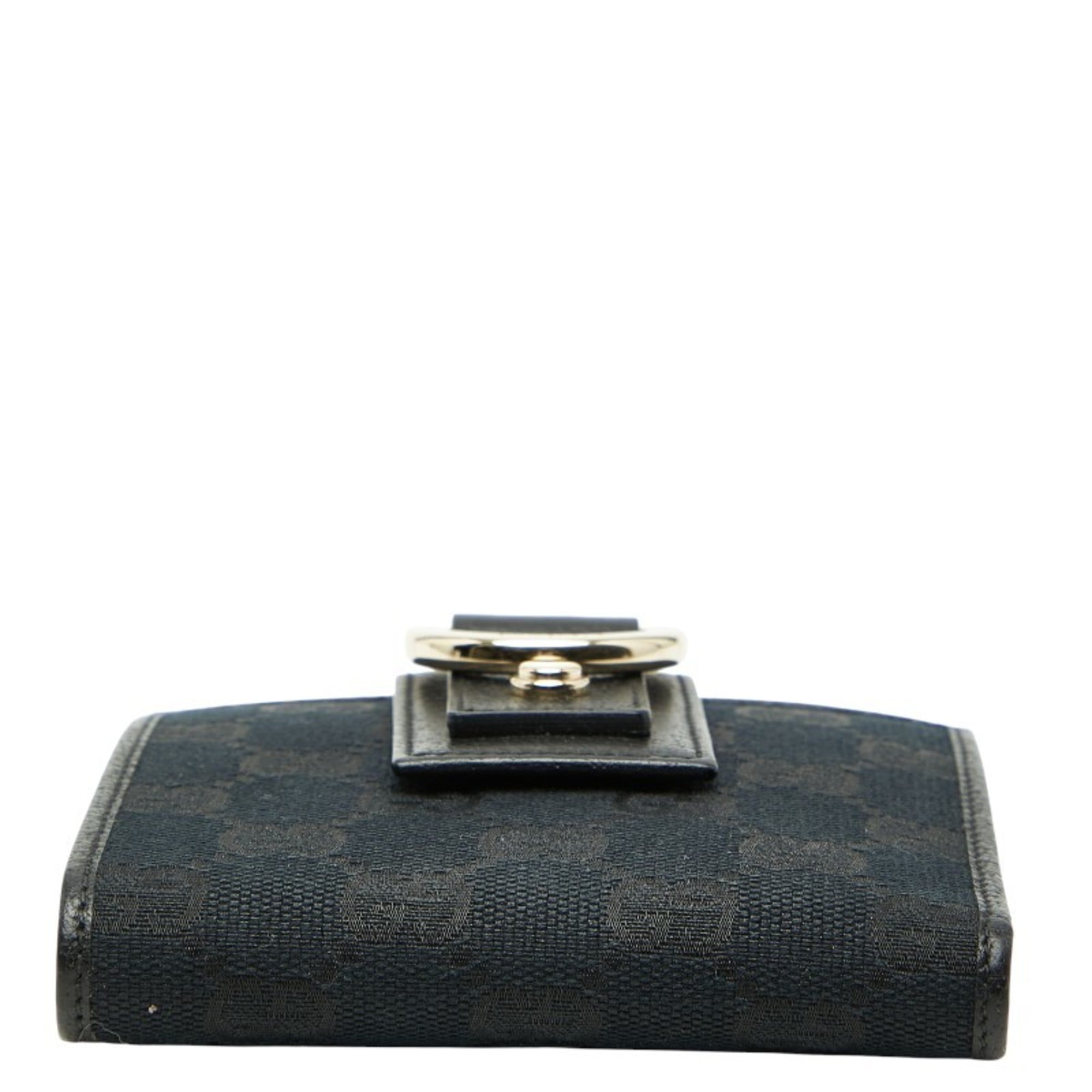 Gucci GG Canvas Abby Bifold Wallet 1414211 Black Leather Women's GUCCI