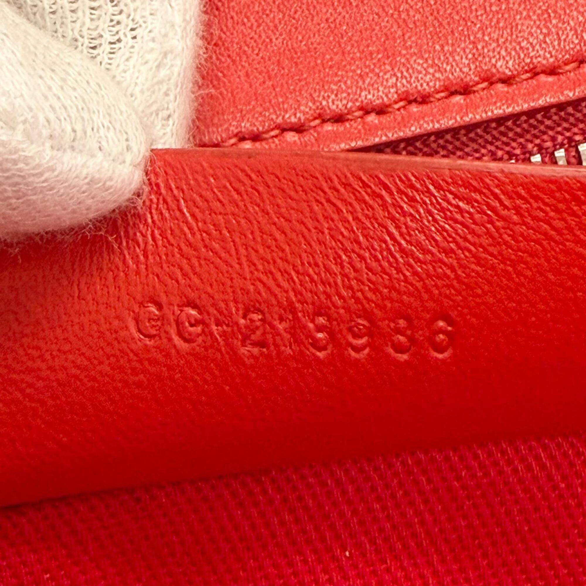 Salvatore Ferragamo FERRAGAMO 213986 Front Logo Leather Grosgrain Square Tote Bag Red Made in Italy Women's with Dust — Like New