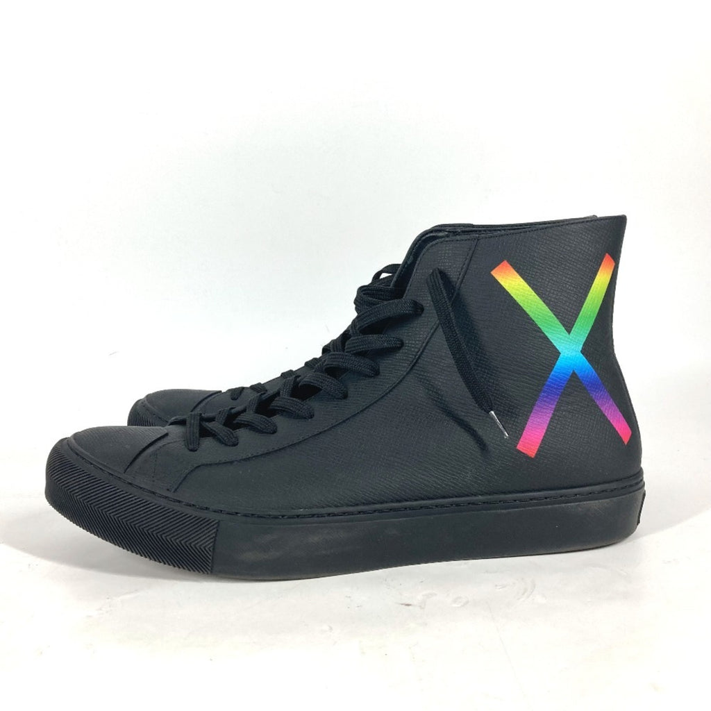 LOUIS VUITTON Rainbow Logo High-Top Sneakers with Laces, Men's Leather, Black