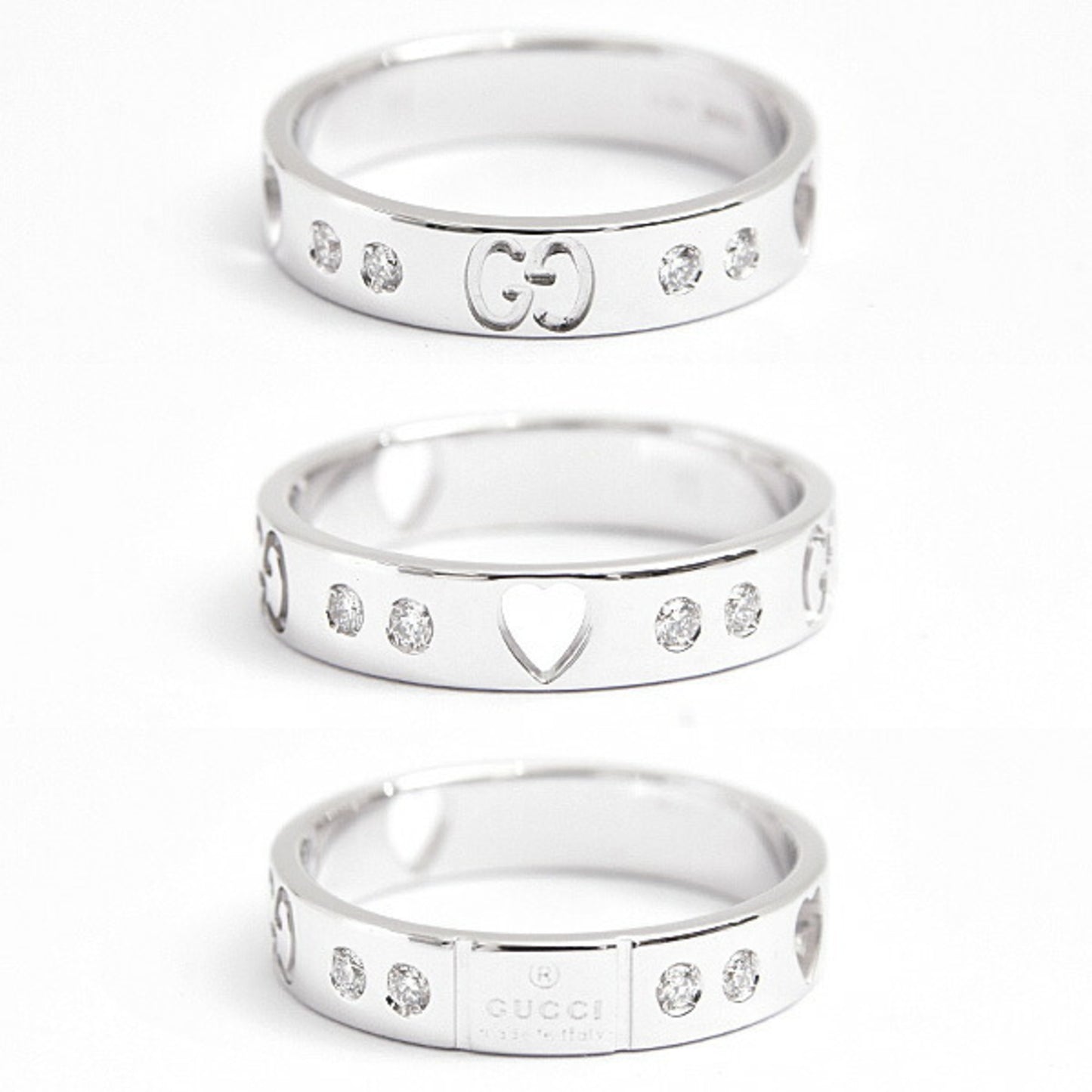 Gucci Ring for Women Icon Amour Heart 10P Diamond 11 White Gold GUCCI 750WG