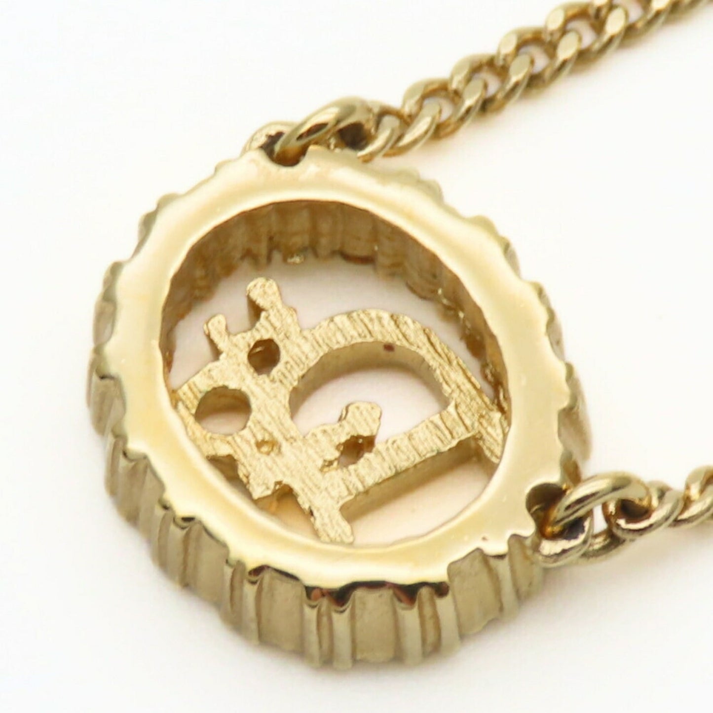 Christian Dior Necklace, Metal, Rhinestone, Gold Plated, GP, Women's,