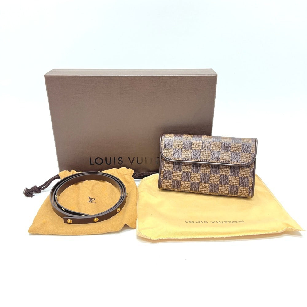 LOUIS VUITTON Florentine Pochette N51856, Special Order Order, Women's, Damier Canvas, Ebene Brown — Like New