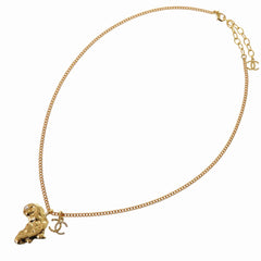 Chanel Coco Mark African Continent Motif Metal Faux Pearl Rhinestone Gold Necklace 0357CHANEL — Like New