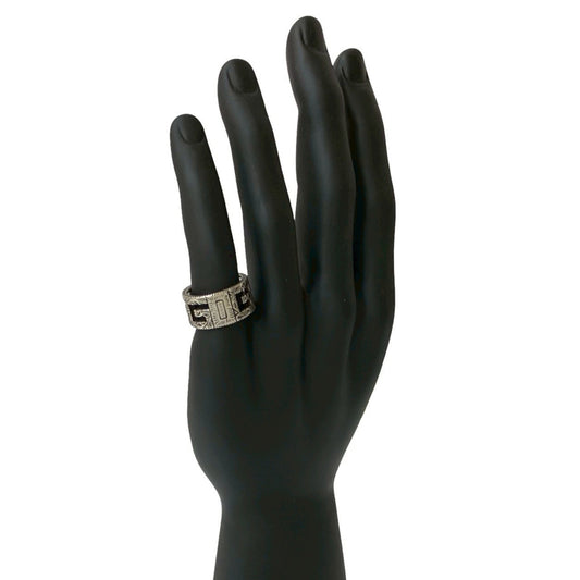 GUCCI Square G Arabesque Ring, 925 Sterling Silver, Size 15, 22821
