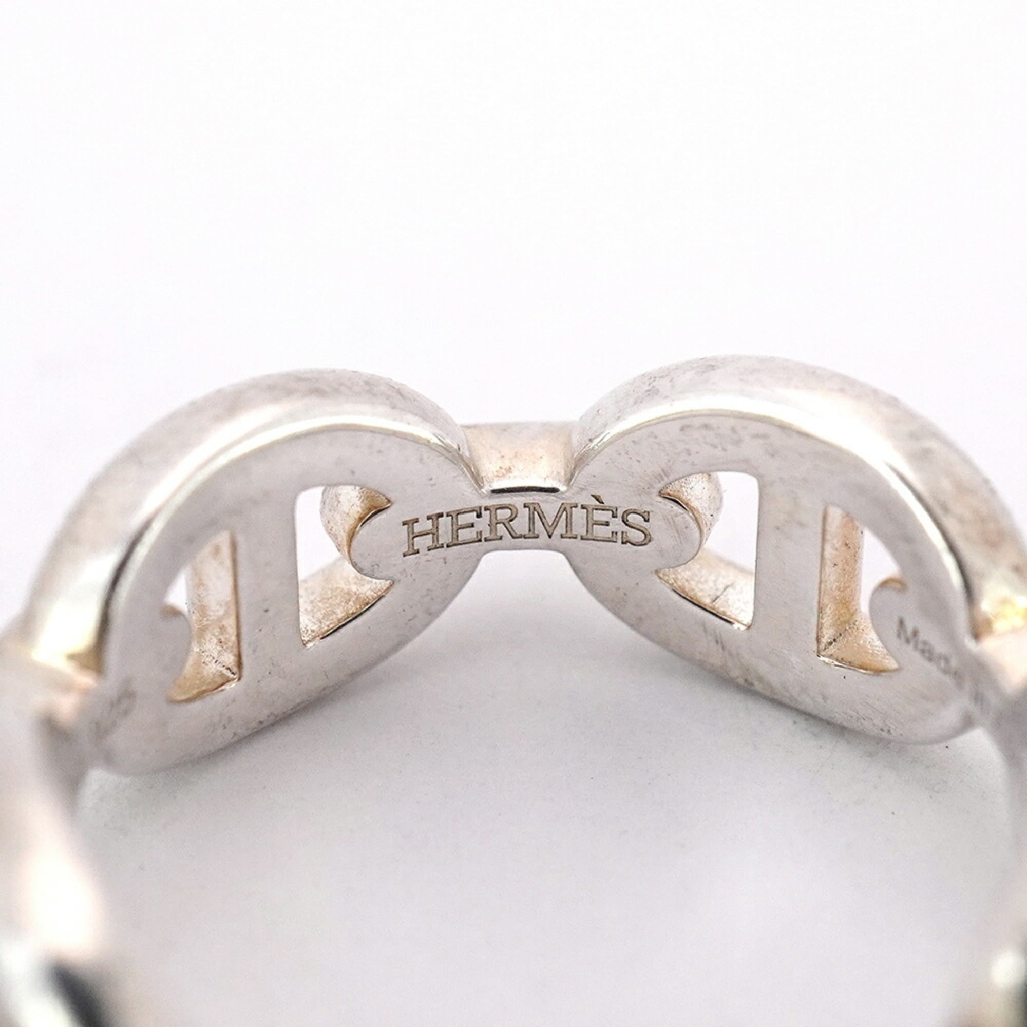 Hermes Ancienne Chaine d'Ancre Ring, Silver 925, #51, Women's