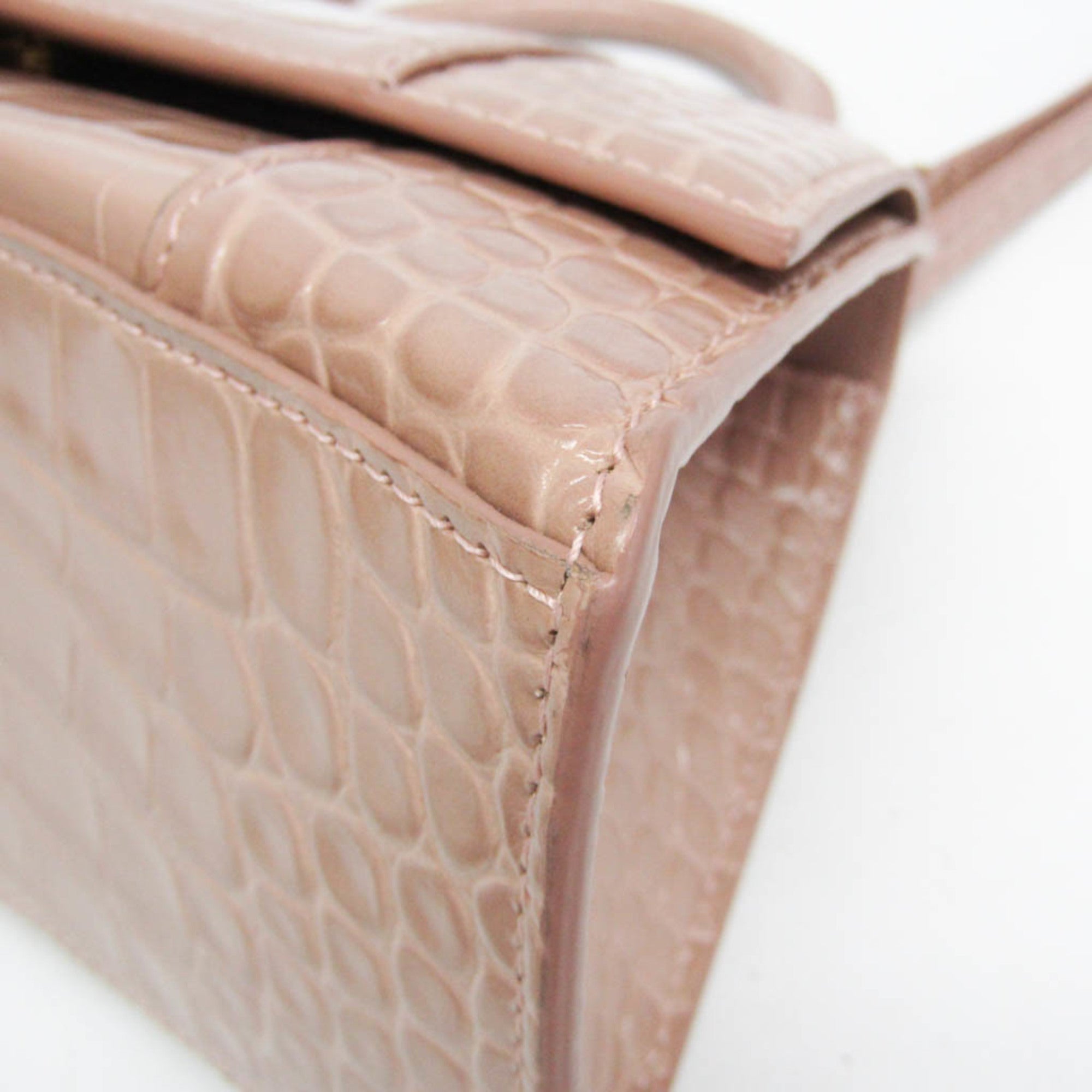 Balenciaga Hour Glass 593546 Women's Leather Handbag,Shoulder Bag Pink Beige — Like New