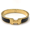 Hermès H Bangle Click Clack PM Bracelet Black Gold Women's HERMES