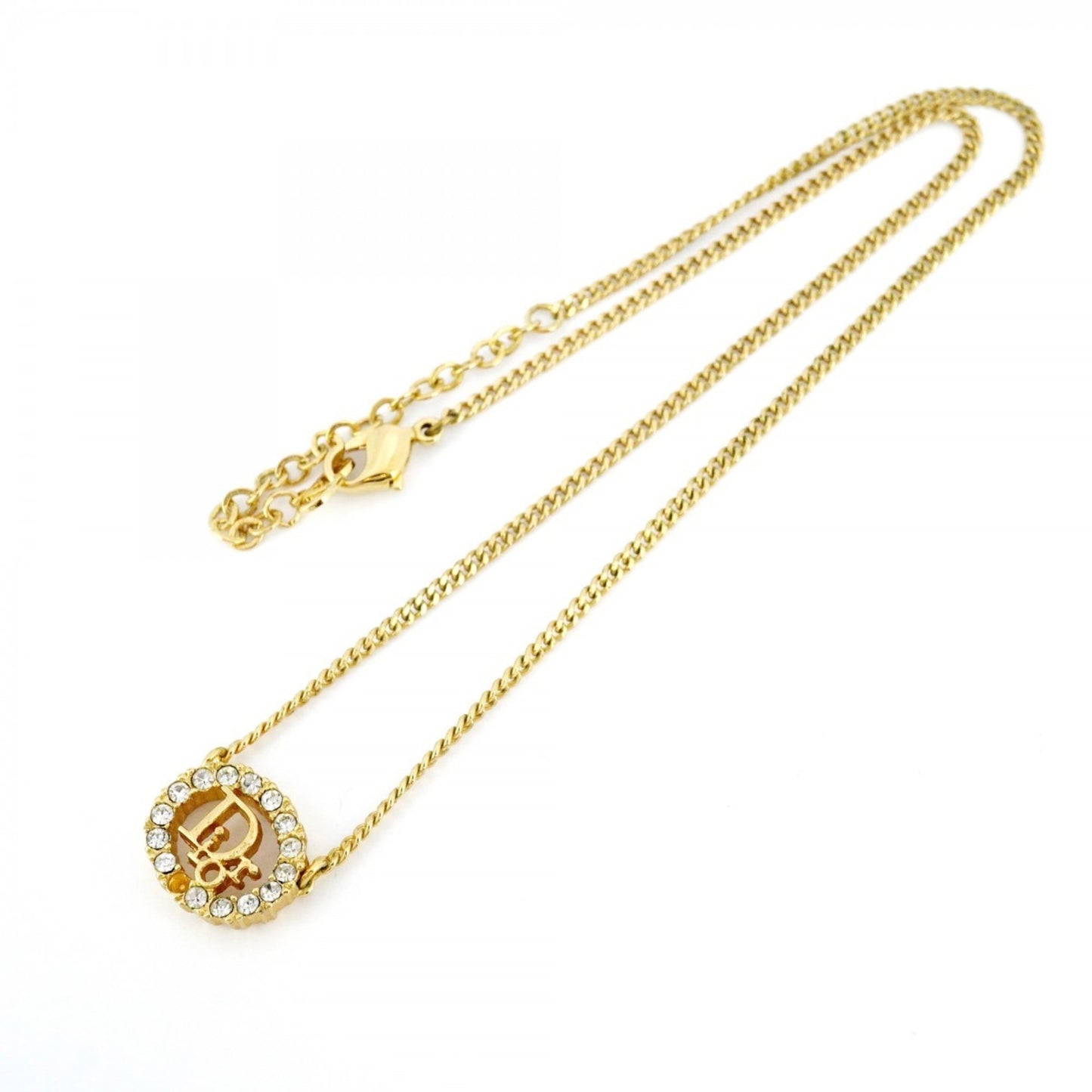 Christian Dior Oval Necklace with GP Plated Rhinestones in Gold for Women