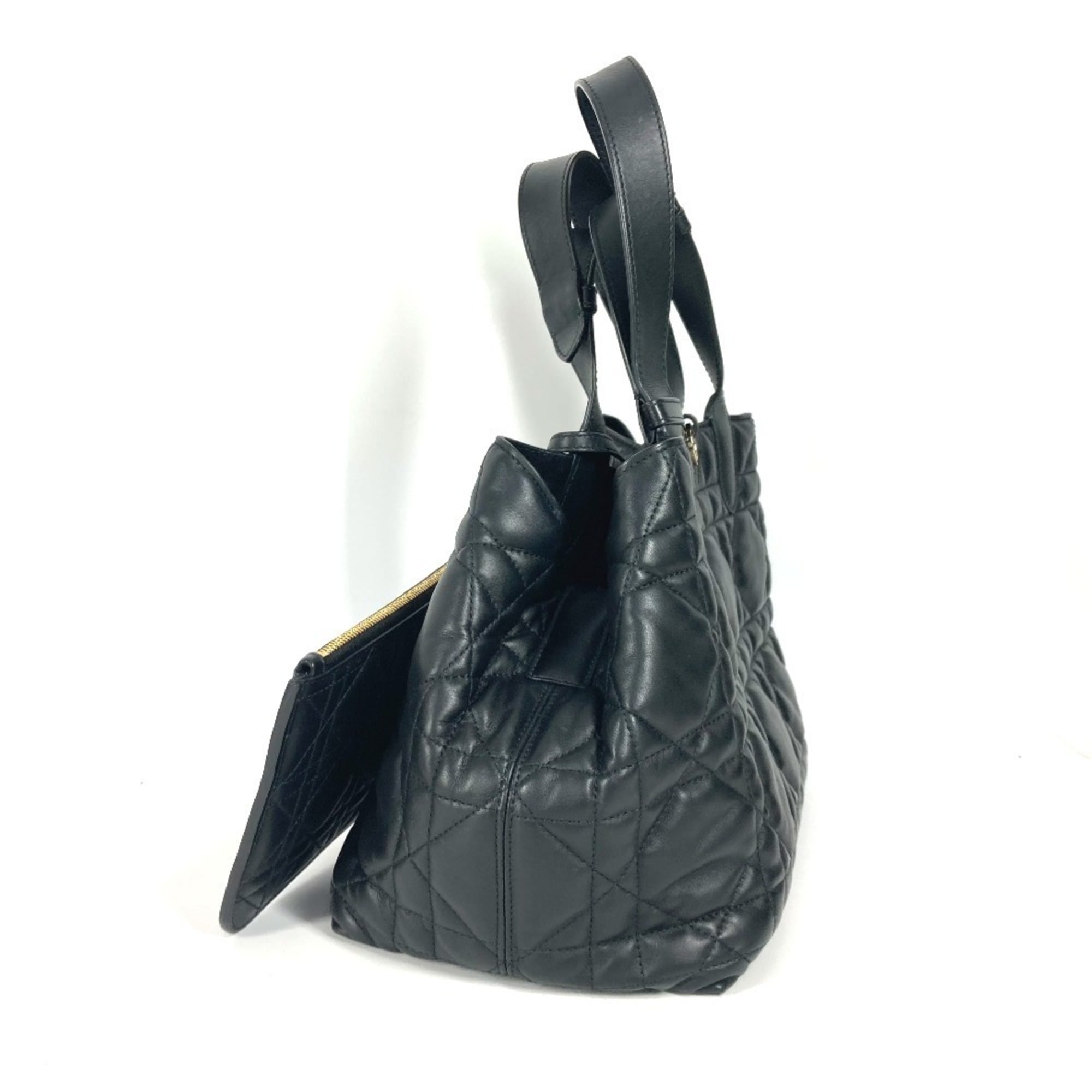 Christian Dior Dior M2821OSHJ 2WAY Bag Toujour Medium Tote Handbag with Pouch Shoulder Calfskin Women's Black — Like New