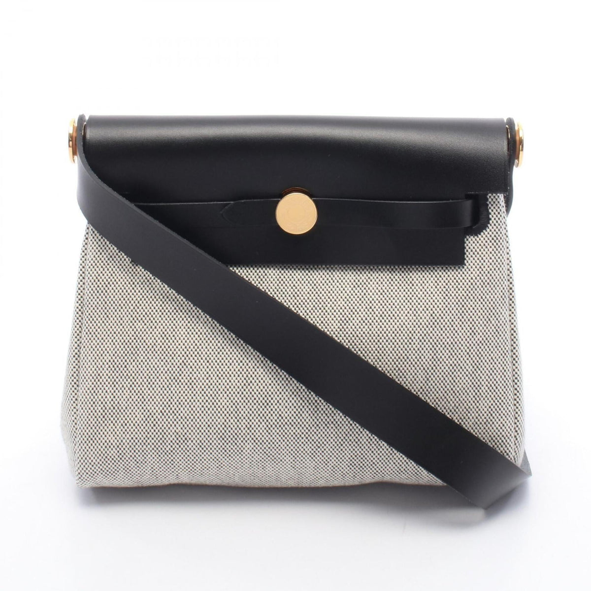 Hermes Herbag Zip Mini Shoulder Bag Handbag Canvas Leather Toile H Vache Hunter Women's Gray/Black — New - Store Return