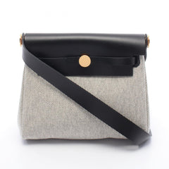 Hermes Herbag Zip Mini Shoulder Bag Handbag Canvas Leather Toile H Vache Hunter Women's Gray/Black — New - Store Return