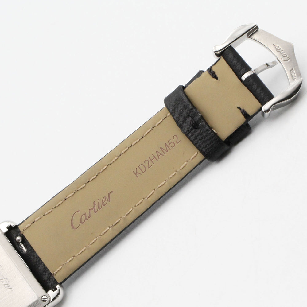 Cartier Tank Must SM Watch, Stainless Steel, Leather Strap, Diamond, Ladies, Silver Tone, W4TA0016 — Very Good