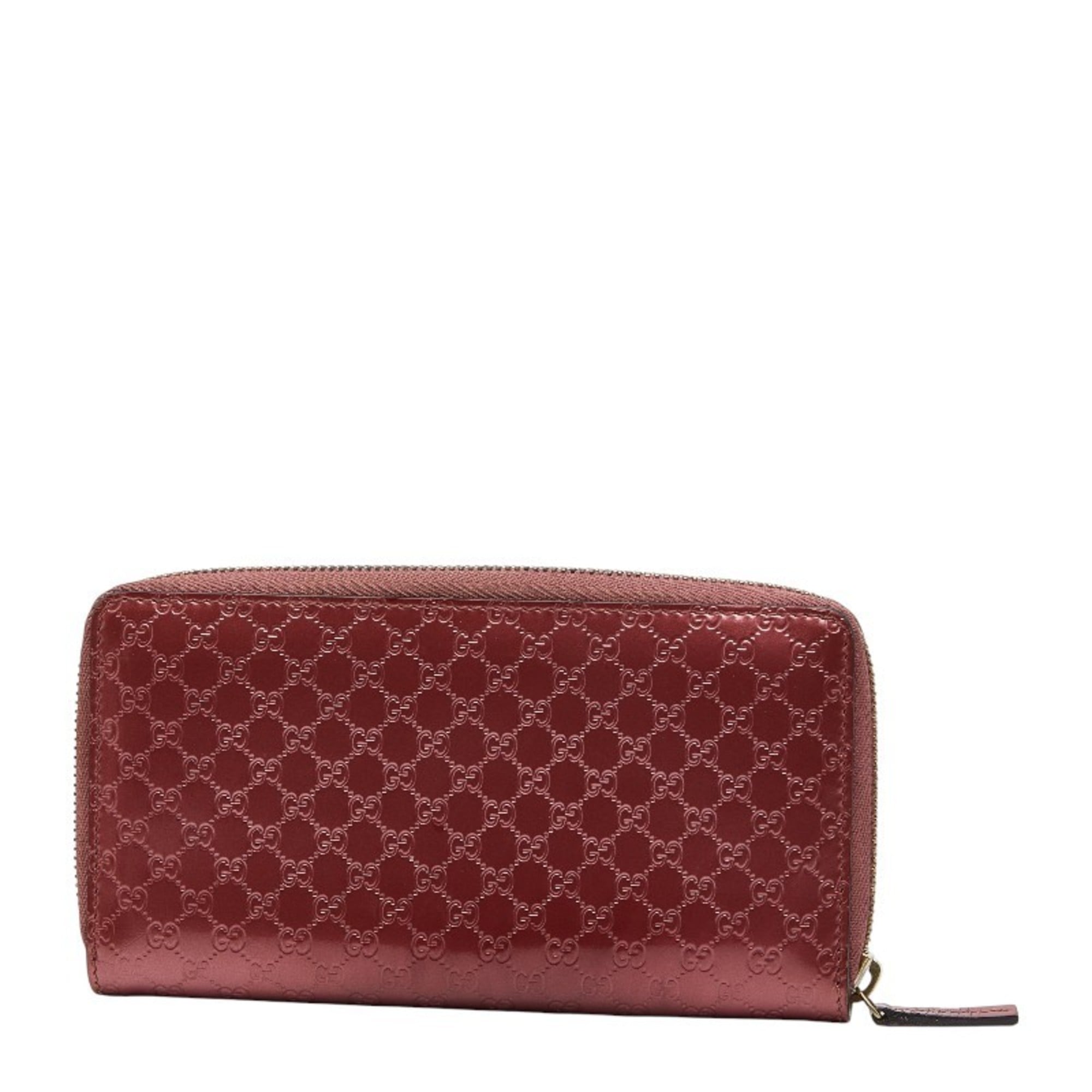 Gucci Micro Guccissima Ribbon Heart Round Zip Long Wallet 307997 Pink Enamel Women's GUCCI