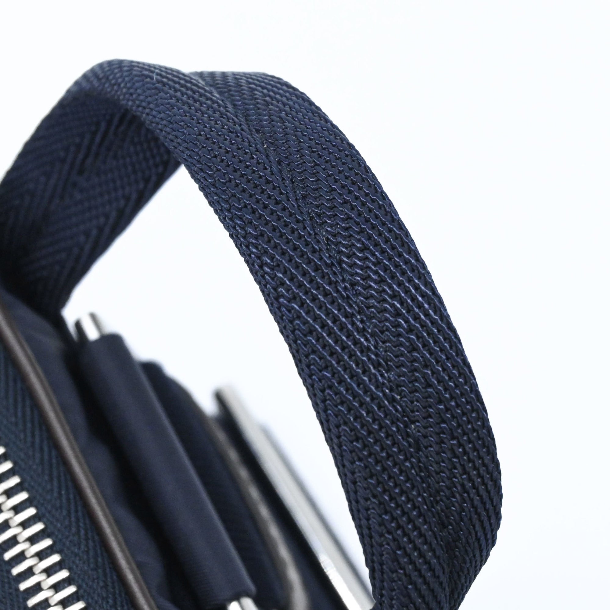 PRADA Suede and Nylon Shoulder Bag, Triangle Design, Navy Brown — New - Store Return
