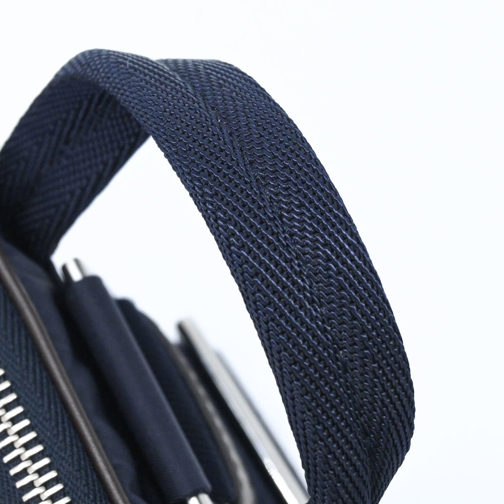PRADA Suede and Nylon Shoulder Bag, Triangle Design, Navy Brown — New - Store Return