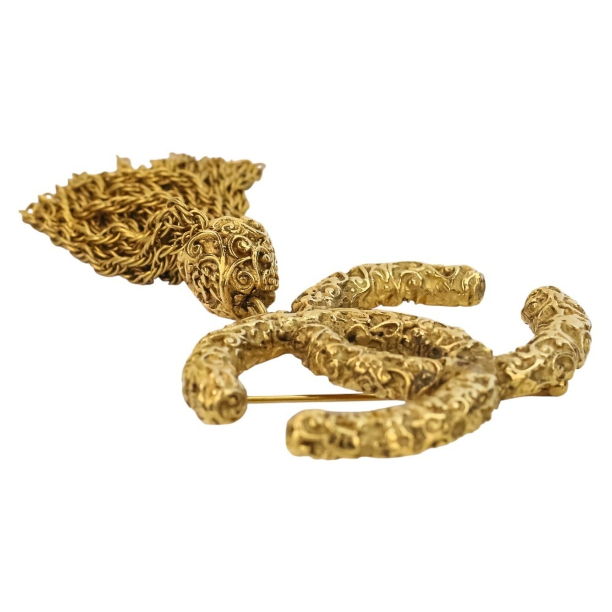 93A CHANEL Vintage Coco Mark Tassel Brooch, Gold, Women's — Like New