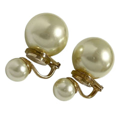 Christian Dior Dior Women's Tribal Clip Earrings, Faux Pearl — Like New
