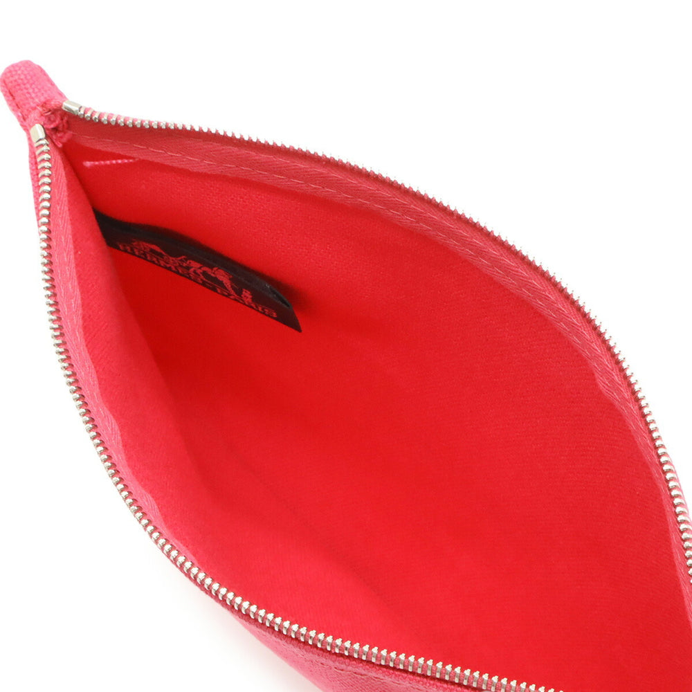 HERMES Yachting PM Flat Pouch in Canvas and Leather, Pink — Like New