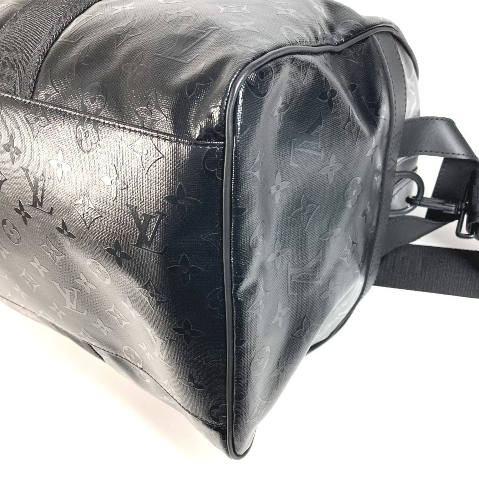 LOUIS VUITTON M23786 LV SKI Monogram Storm Keepall 55 Travel Bag, 2-Way Shoulder Bag/Boston Leather, Men's/Women's, Black, Like New — Like New