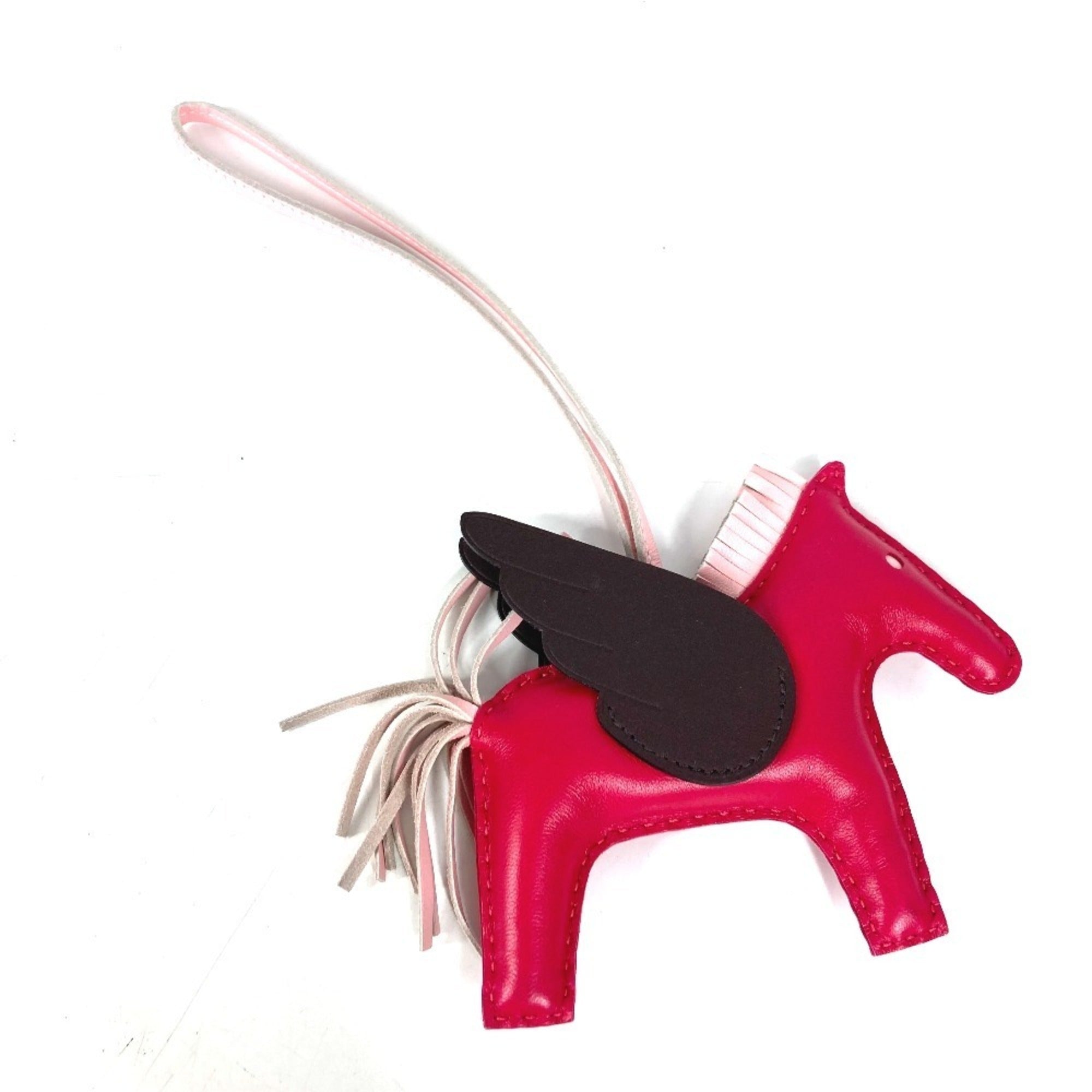 HERMES Horse Keychain Cheval Rodeo Pegasus MM Accessory Bag Charm Agneau Milo Men's Women's Pink — Like New