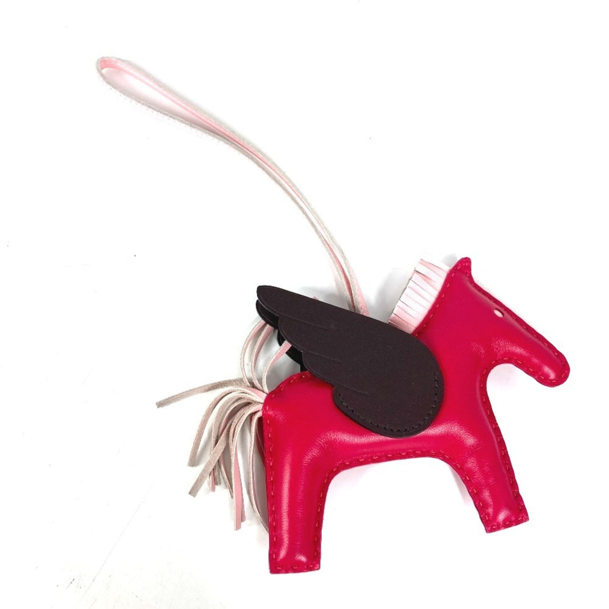 HERMES Horse Keychain Cheval Rodeo Pegasus MM Accessory Bag Charm Agneau Milo Men's Women's Pink — Like New