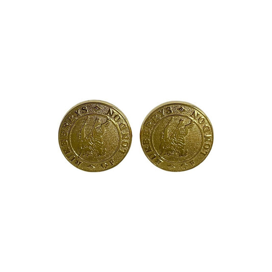 BURBERRY Shadow Horse logo button motif earrings, gold, 08403